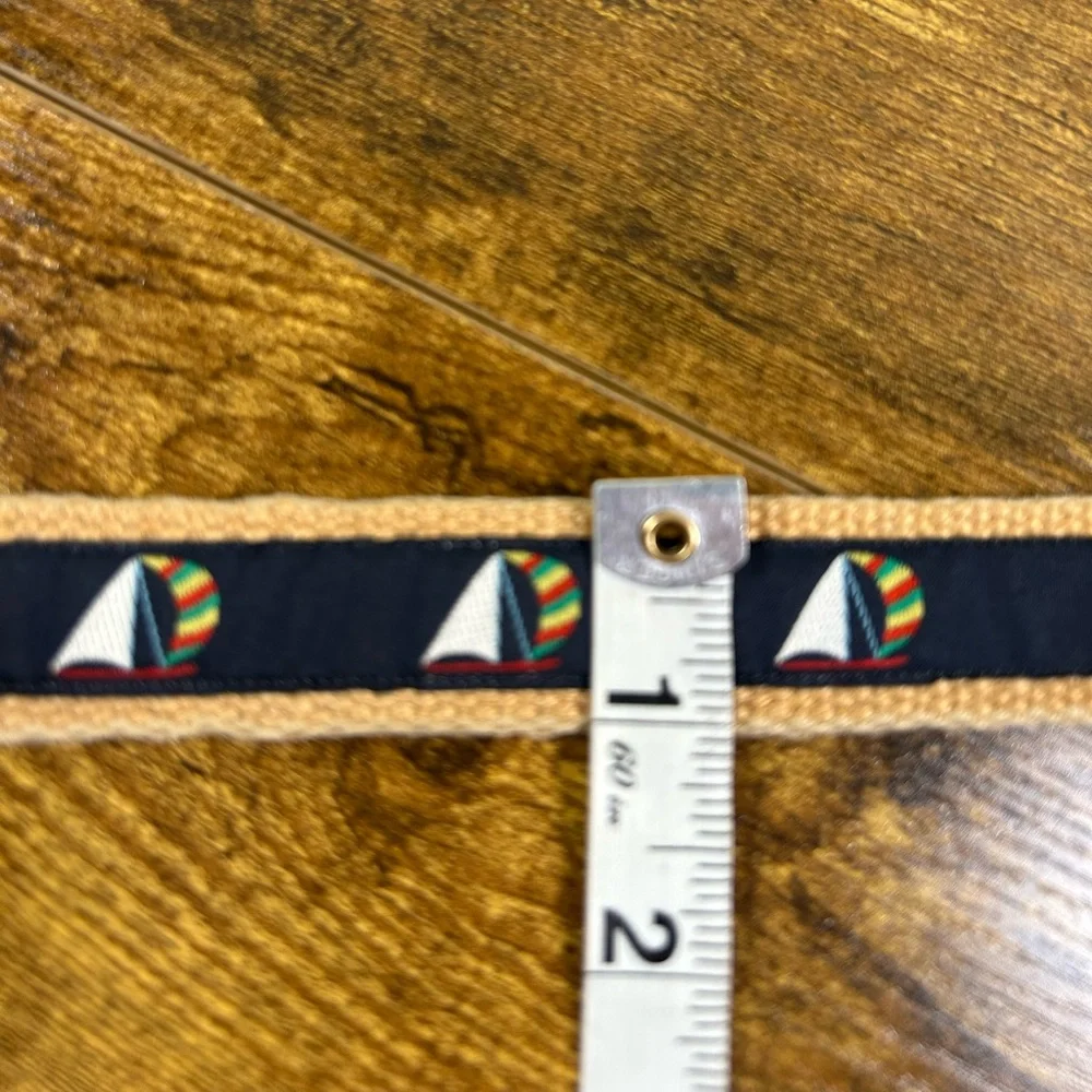 VTG 90s Dooney‎ & Bourke Belt Sailboat Woven Canvas Size 30 Nautical Preppy